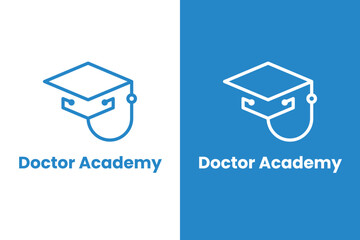 Health Logo vector. Medical education Doctor sign and symbol. graduation cap combined with stethoscope
