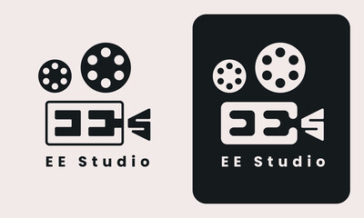 EES Logo letter pictorial mark. analog camera studio logo