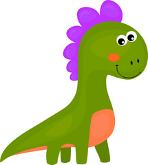 Funny Olive Green Dinosaur Clipart Vector