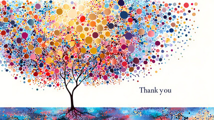 Colorful mosaic tree illustration embodies joy and gratitude in nature, illustration