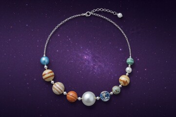Planet Necklace in Outer Space