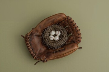 Bird Nest in Baseball Glove