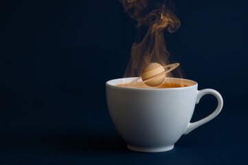 Saturn Rising from Coffee Cup