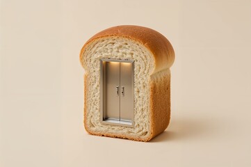 Elevator Door Inside a Loaf of Bread