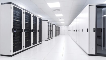 Server room interior, clean and modern