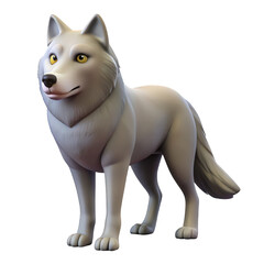 Cartoon wolf standing isolated on transparent background