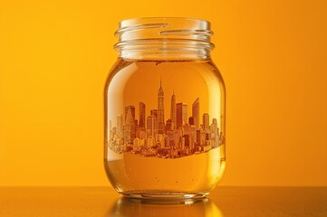 Honey City – Urban Skyline Preserved in a Jar of Honey