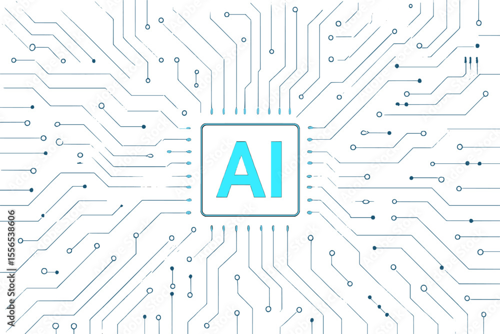 Poster ai circuit board with electronic details on black background for ui and gui design, featuring a hi-t