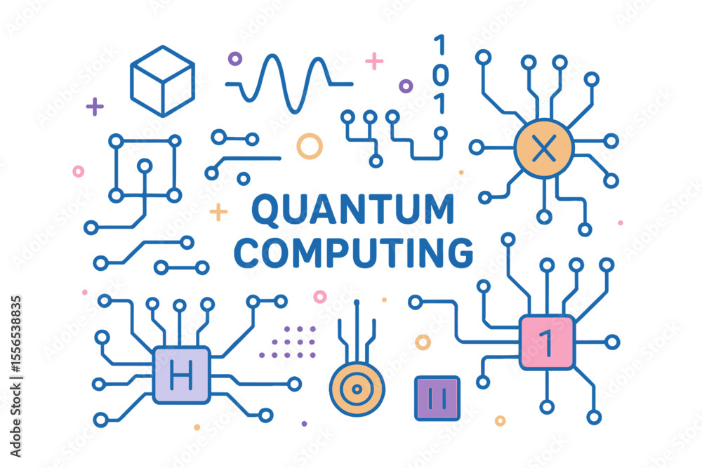 Poster the background of quantum computing involves technology for handling big data, visualization, s, and