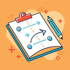 Colorful illustration of a business strategy plan on a clipboard for effective planning and implementation