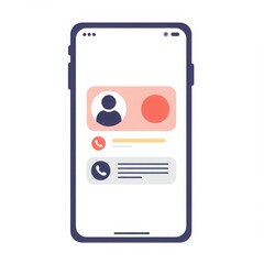 Flat design of a phone screen showing an ongoing video call with the user interface visible