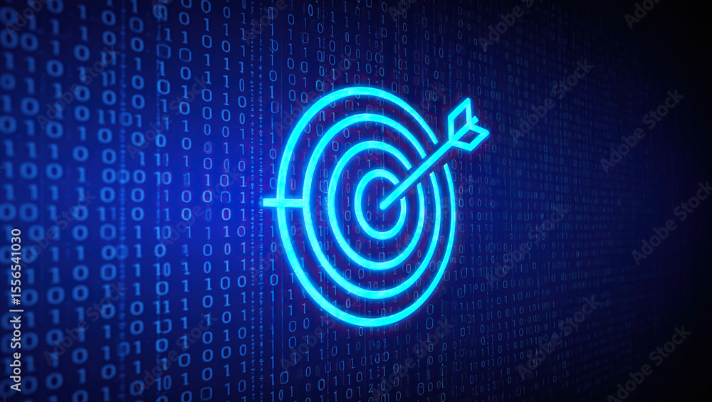 Poster achieving business goals a digital illustration of a target symbolizing strategic objectives and suc