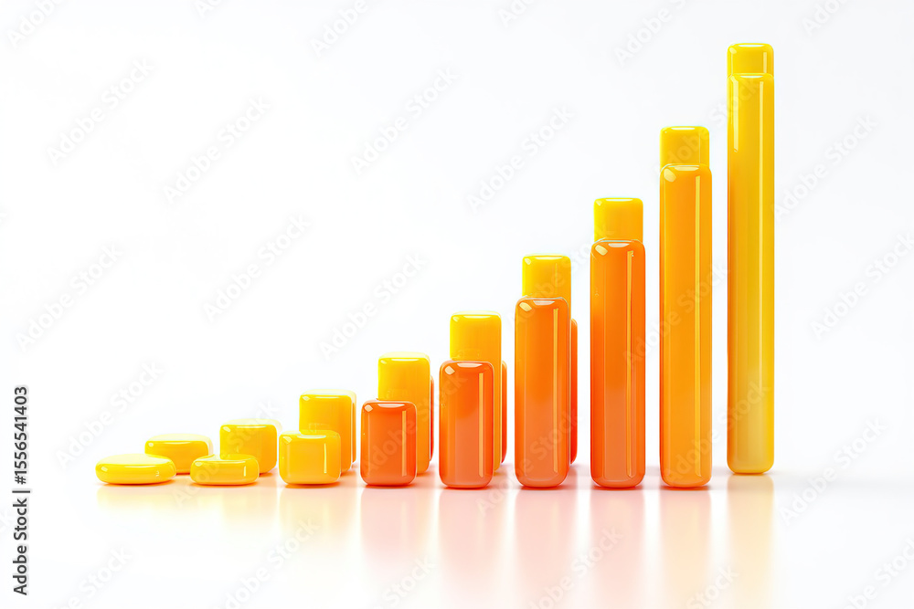 Aufkleber a captivating 3d render of a bar graph displaying exponential growth with vibrant yellow and orange 