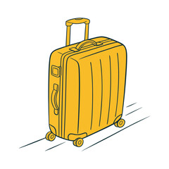 Yellow Rolling Suitcase Vector Illustration for Travel
