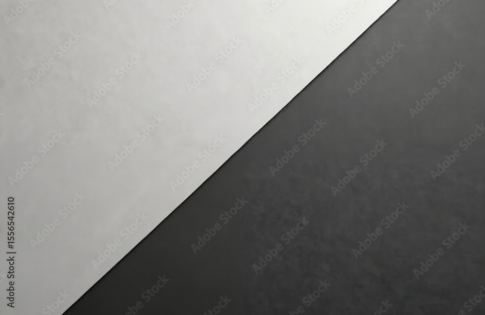 Poster Two tone grey paper texture background divided by diagonal line. Modern minimalist design with light and shadow. Neutral colors abstract pattern ideal for presentation backgrounds or website design.