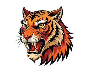 Aggressive Tiger Face Vector Illustration