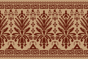 Ethnic Ikat seamless pattern in tribal folk embroidery, bohemian style, Aztec geometric art ornament print.ethnic abstract art.Seamless fabric. Design for textile, carpet, wallpaper, clothing