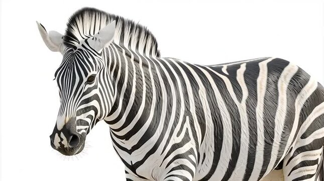 A Zebra walking in a white isolated background centered composition generative ai