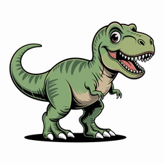 Naklejka premium Friendly T-Rex Dinosaur Cartoon with Big Smile