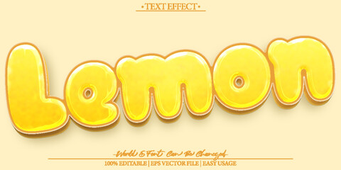 Lemon Vector Text Effect Editable Alphabet Yellow  Lemonade Juicy Mint