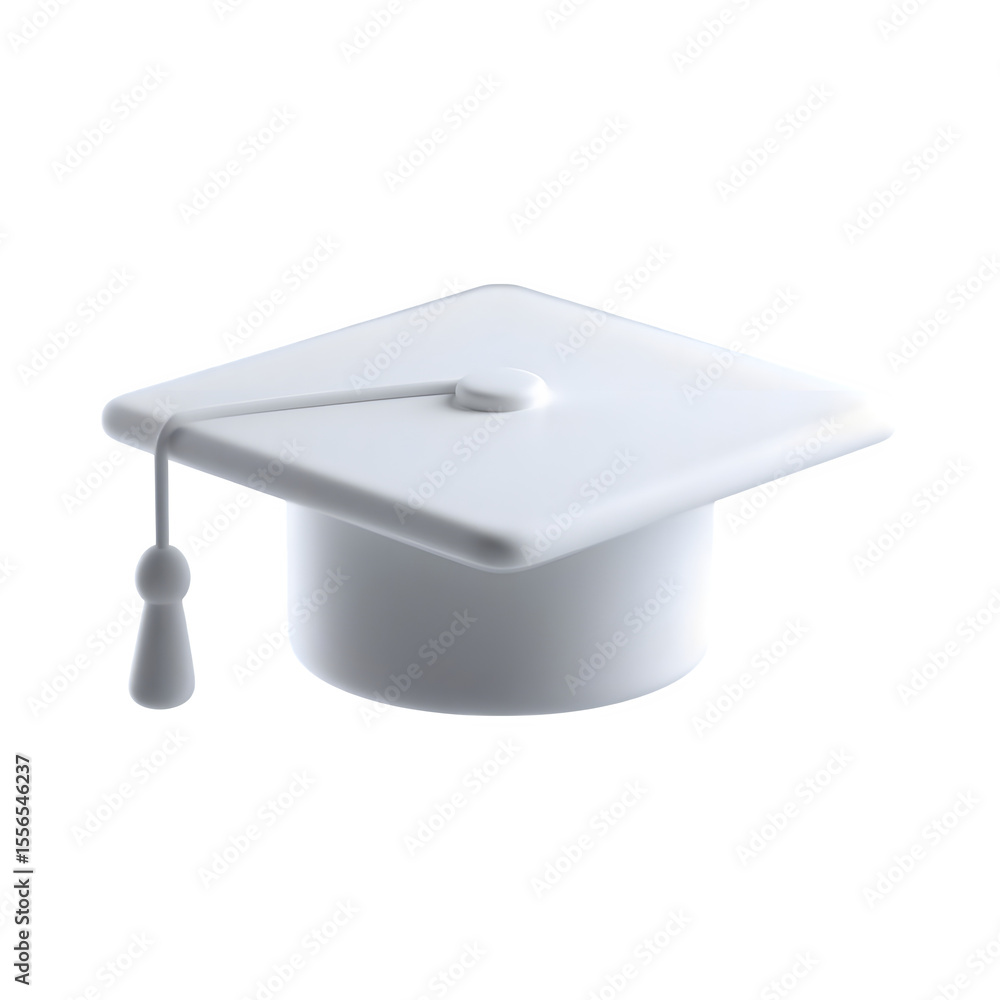 Poster minimalist 3d render of a graduation cap with tassel isolated on transparent background