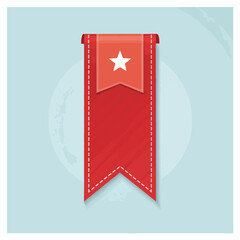 Set of red banner ribbon color. Flat bookmark sale tag website decorative design vector.