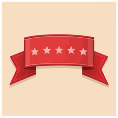 Set of red banner ribbon color. Flat bookmark sale tag website decorative design vector.