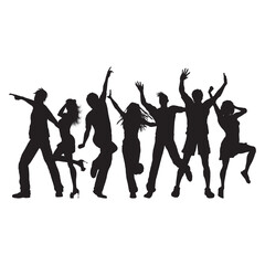 Silhouettes of People Dancing and Celebrating at a Party