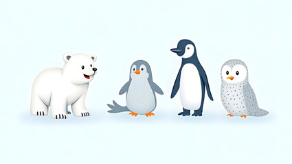 Naklejka premium penguins and ice