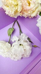 Pastel Lisianthus Flowers in Lavender Box