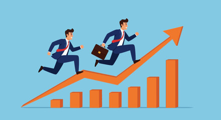 Fototapeta premium Business Growth Teamwork and Success Vector Illustration
