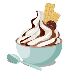 ice cream in a bowl and a spoon