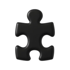 Obraz premium Glossy black puzzle piece with a smooth finish isolated on transparent background