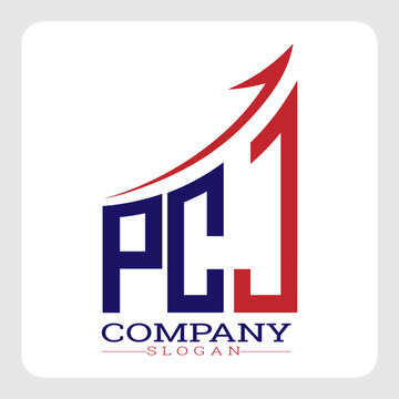 PCJ logo design, PCJ Company Logo Design Growth vector, PCJ Upward Arrow Business Success Logo vector, PCJ Corporate Branding Logo, PCJ simple and modern logo, PCJ business finance logo design, etc.