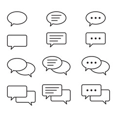 Line chat icons set. Talk baloon icons. Chat speech bubble collection. Online communication symbol.