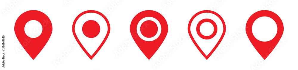 Poster red maps pin. red location map icon.