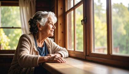 Senior woman looking out window (1)