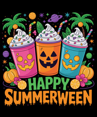 Happy summerween funny illustration