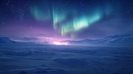 Northern lights on beautiful mountains and also showers lightly 