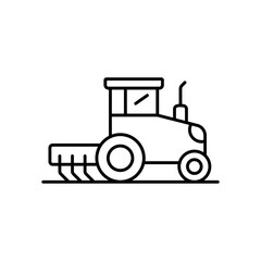 Farm Cultivator Machine Line Icon