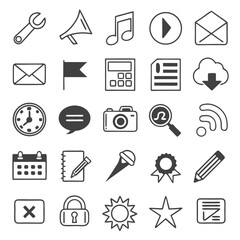 Flat icon set outline for all type of communications Flat UI and Communication Icon Set, Clean Vector Design