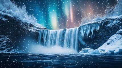 Northern lights on beautiful mountains and also showers lightly 