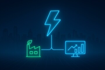 Futuristic Digital Connectivity Concept with Energy and Technology Icons