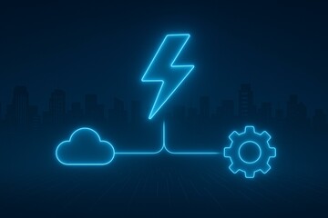 Futuristic Digital Connectivity Concept with Neon Lights and Modern Cityscape