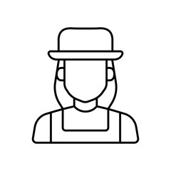Female Farmer Agriculture Worker Line Icon