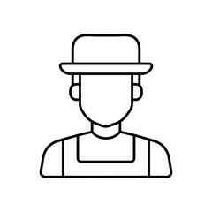 Male Farmer Agriculture Worker Line Icon
