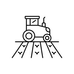 Farm Tractor Agriculture Vehicle Line Icon
