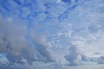 Blue sky with clouds, beautiful background, nature.	