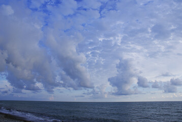 Blue sky with clouds, beautiful background, nature.	