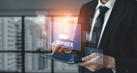 Customer service and support workflow with cooperation, communication, maintenance, and checklist icons for efficient service operation and user satisfaction Vouch